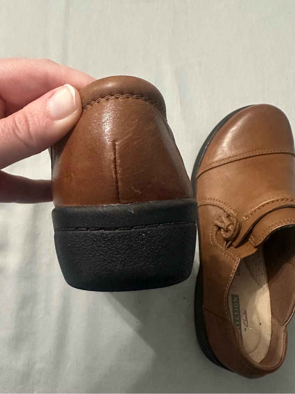 Clarks Collection Womens 8 M Brown Leather Slip On Comfort Loafers Clogs - Picture 6 of 14